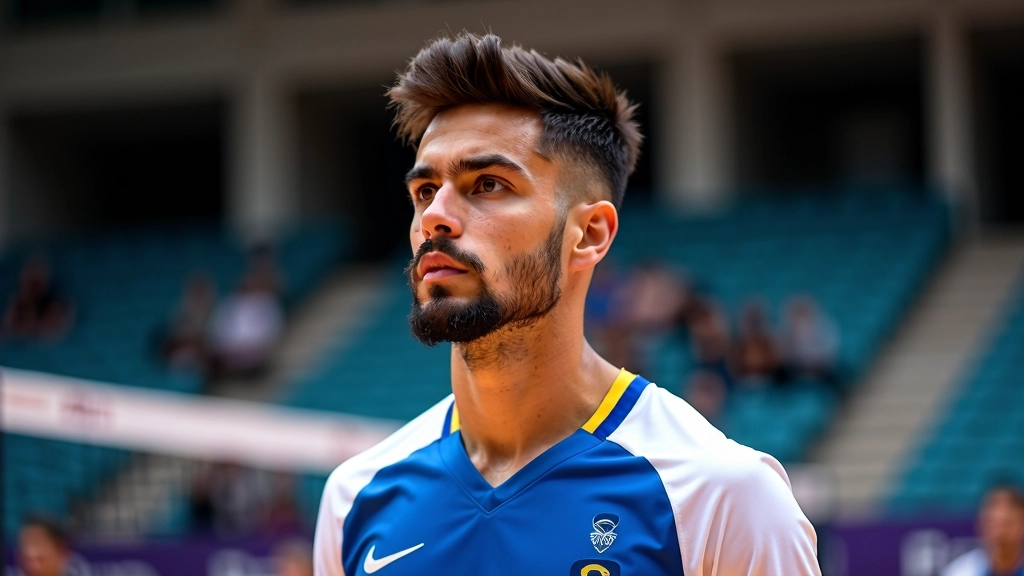 لاعب وسط محترف يراقب تشكيلة الدفاع بتركيز وتحليل عميق قبل الهجوم